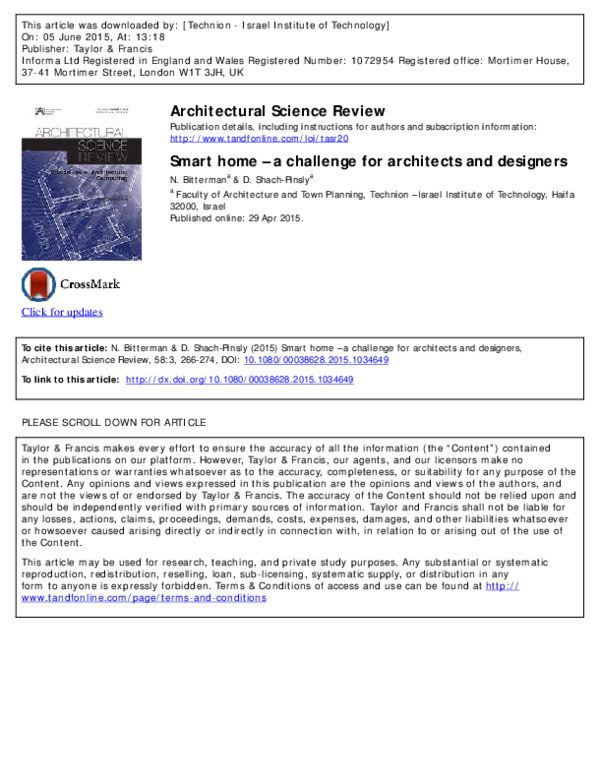 (PDF) Smart home – a challenge for architects and designers