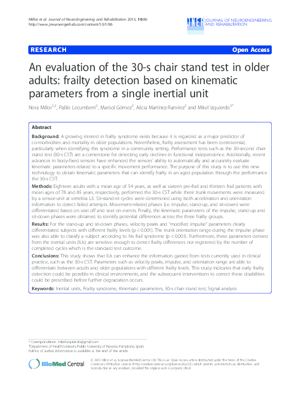 (PDF) An evaluation of the 30-s chair stand test in older adults ...