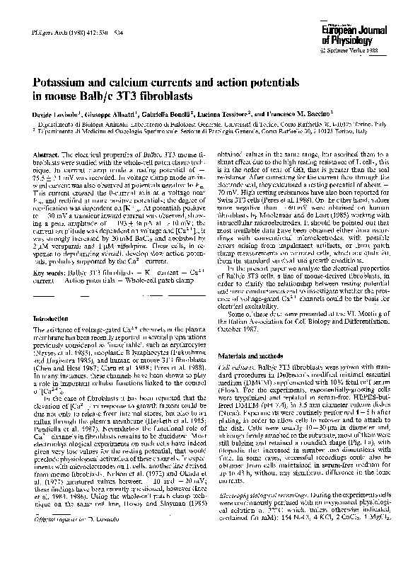(PDF) Potassium and calcium currents and action potentials in mouse ...
