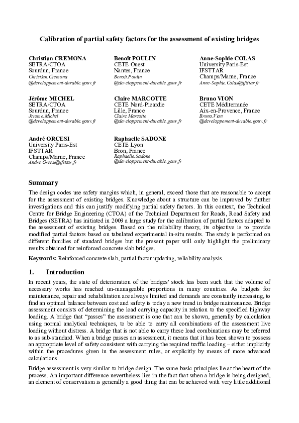 (PDF) Calibration of Partial Safety Factors for the Assessment of ...