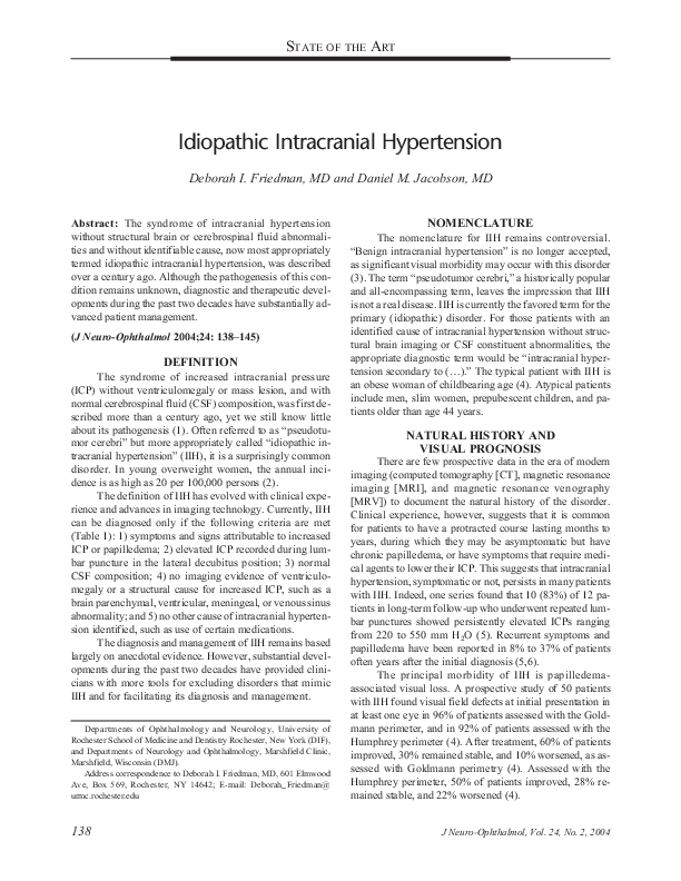 (PDF) Idiopathic Intracranial Hypertension