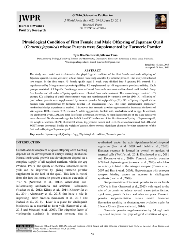 (PDF) JWPR Journal of World's Poultry Research Physiological Condition ...