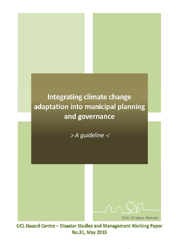Guideline for Integrating Climate Change Adaptation into Municipal ...