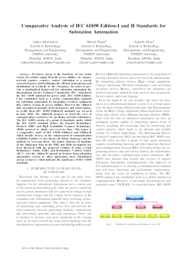 (PDF) Comparative analysis of IEC 61850 Edition-I and II standards for ...