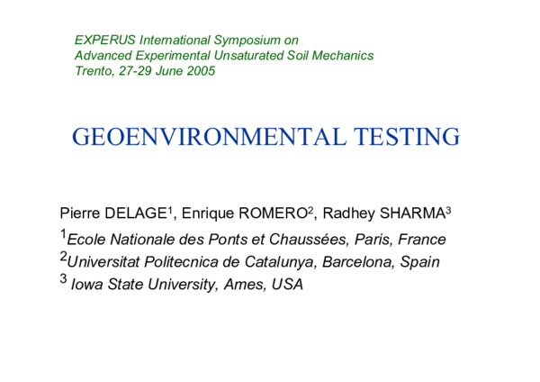 (PDF) Geoenvironmental Testing
