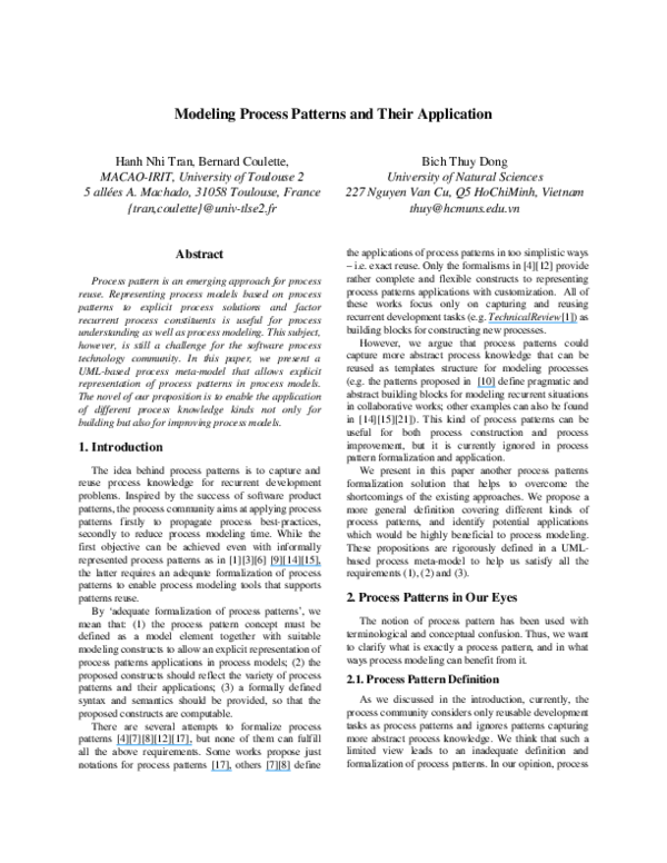 (PDF) Modeling Process Patterns and Their Application