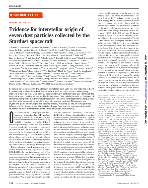 (PDF) Interstellar dust. Evidence for interstellar origin of seven dust ...