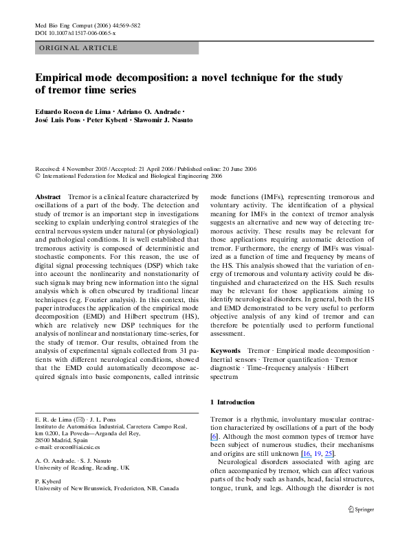 (PDF) Empirical mode decomposition: a novel technique for the study of ...