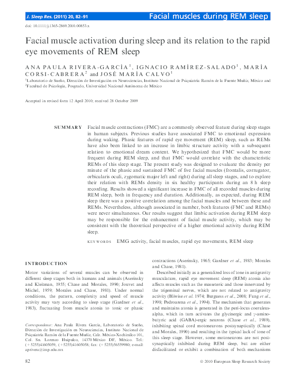(PDF) Facial muscle activation during sleep and its relation to the ...