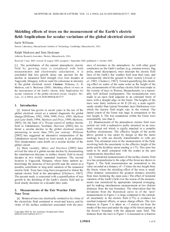 (PDF) Shielding effects of trees on the measurement of the Earth's