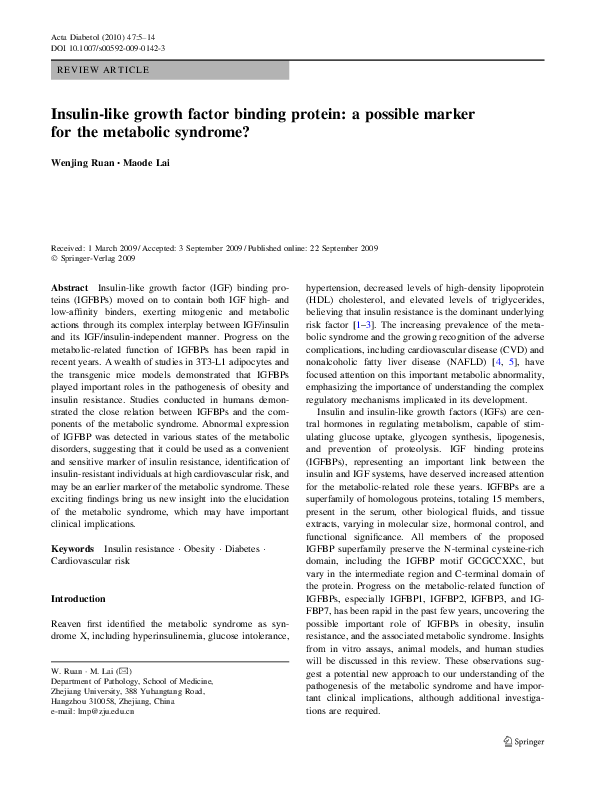 (PDF) Insulin-like growth factor binding protein: a possible marker for ...