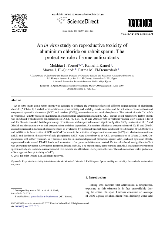 (PDF) An in vitro study on reproductive toxicity of aluminium chloride ...