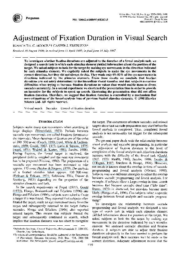 (PDF) Adjustment of fixation duration in visual search