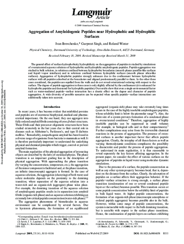 (PDF) Aggregation of Amyloidogenic Peptides near Hydrophobic and ...
