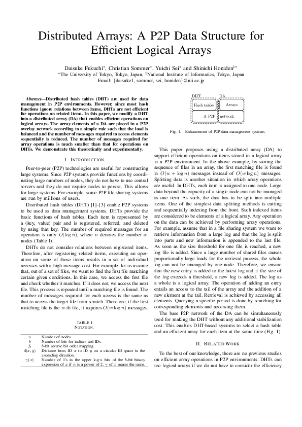 (PDF) Distributed Arrays: A P2P Data Structure for Efficient Logical Arrays