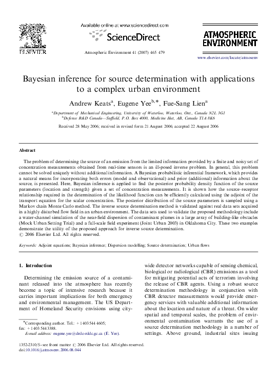 (PDF) Bayesian inference for source determination with applications to ...