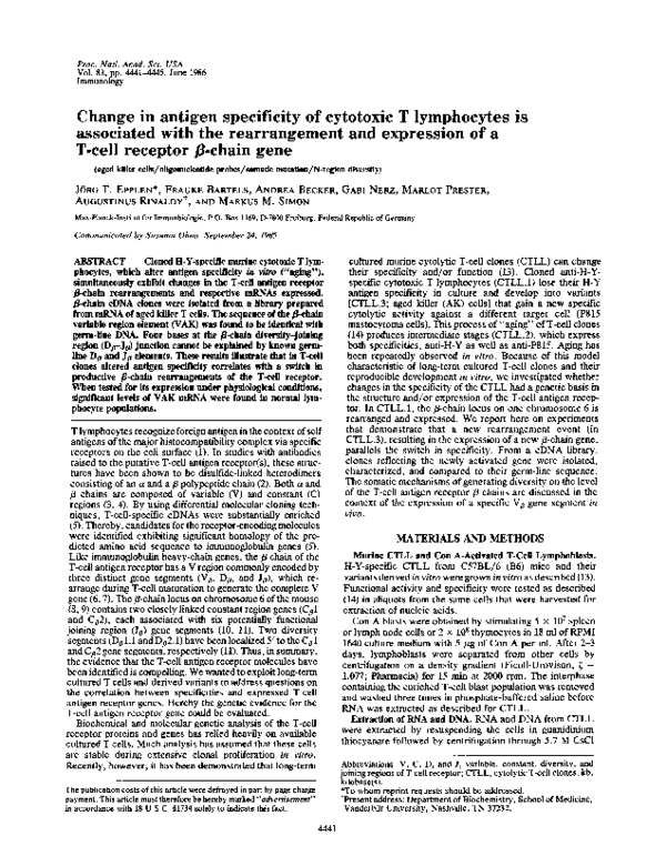 (PDF) Change in antigen specificity of cytotoxic T lymphocytes is ...