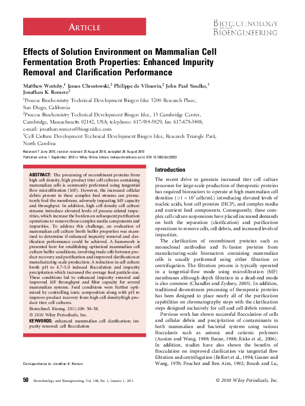 (PDF) Optimizing Mammalian Cell Culture for Enhanced Filtration Performance