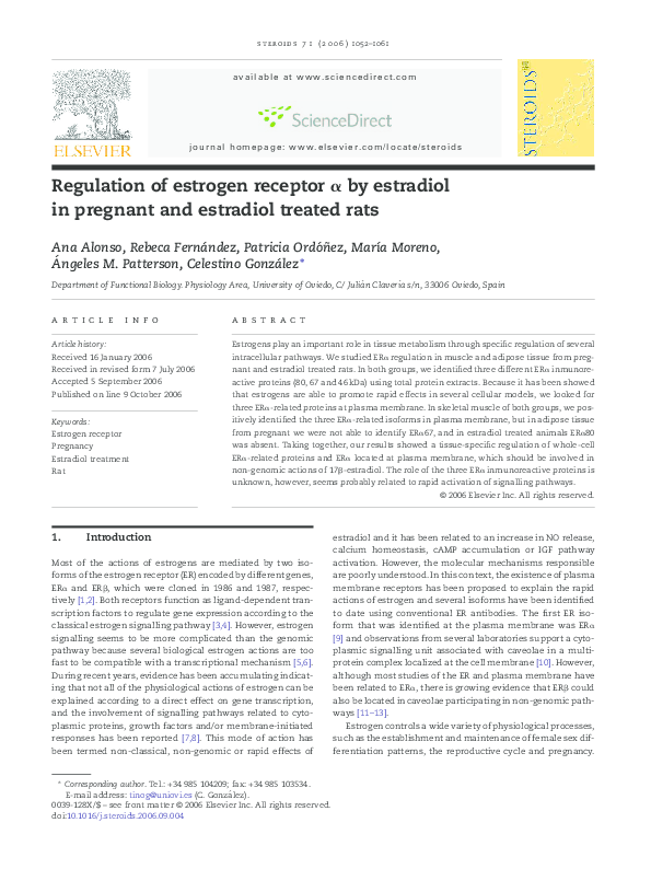 (PDF) Regulation of estrogen receptor α by estradiol in pregnant and ...