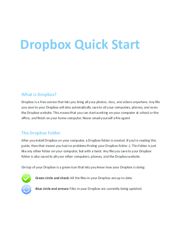 (PDF) What is Dropbox? The Dropbox Folder Dropbox Quick Start Mariam