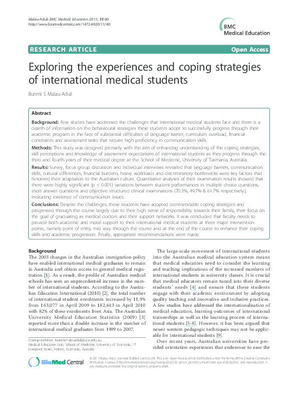 (PDF) Exploring the experiences and coping strategies of international ...