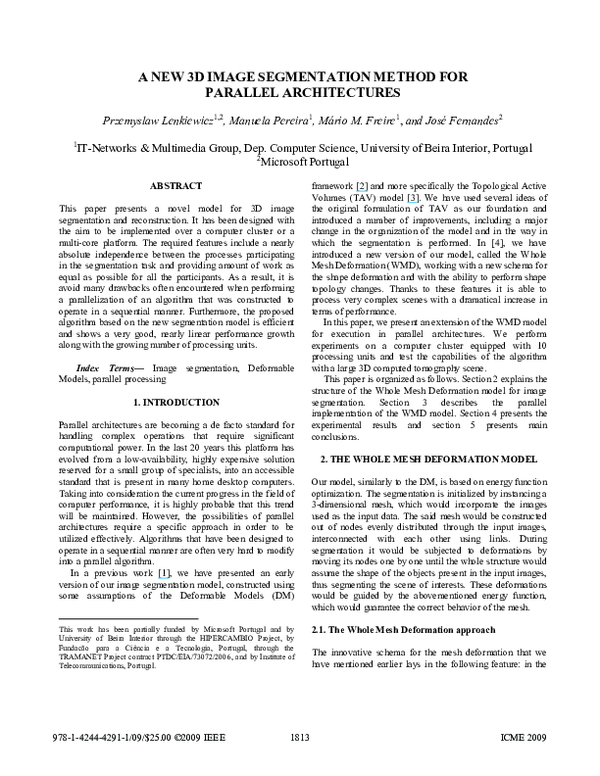 (PDF) A new 3D image segmentation method for parallel architectures
