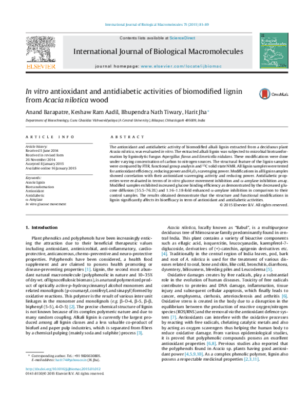 (PDF) In vitro antioxidant and antidiabetic activities of biomodified ...