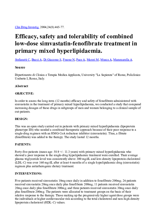 (DOC) Efficacy, Safety and Tolerability LowDose