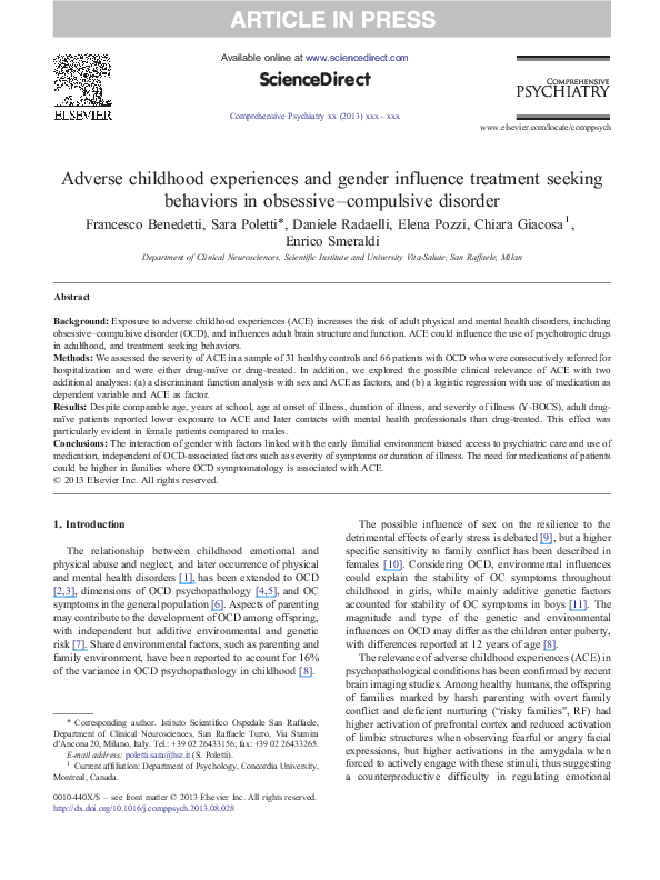(PDF) Adverse childhood experiences and gender influence treatment ...