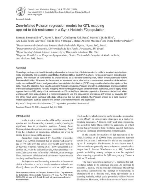 (PDF) Zero-inflated Poisson regression models for QTL mapping applied ...