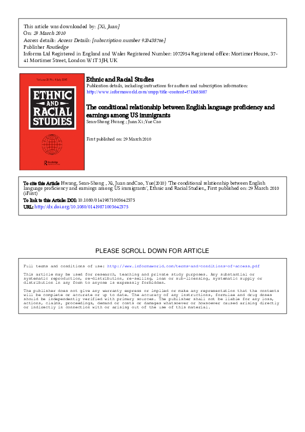 (PDF) The conditional relationship between English language proficiency ...