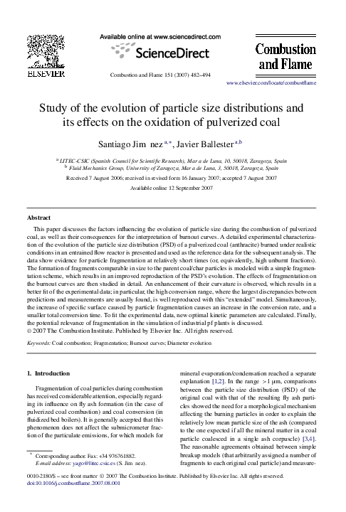 (PDF) Study of the evolution of particle size distributions and its ...