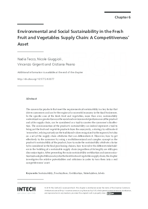 (PDF) Environmental and Social Sustainability in the Fresh Fruit and ...