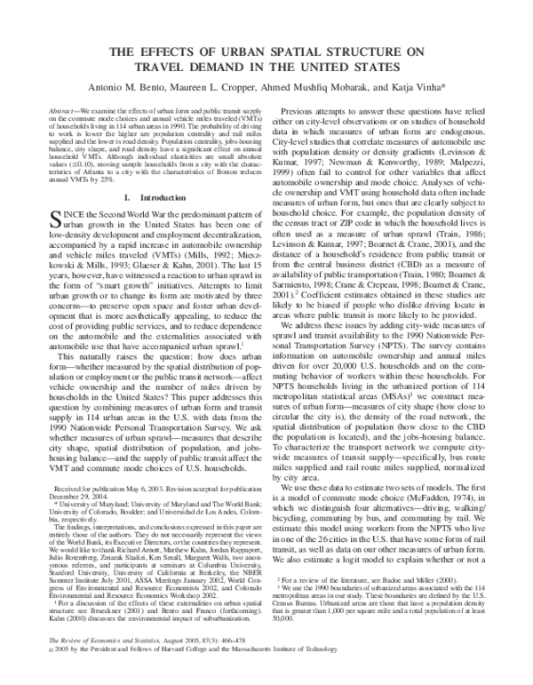 (PDF) The Effects of Urban Spatial Structure on Travel Demand in the ...