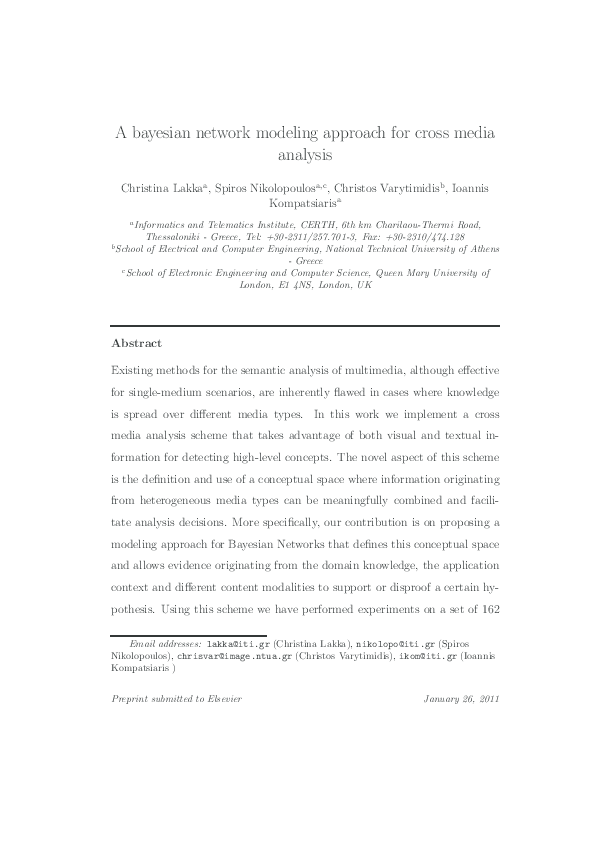 (PDF) A Bayesian network modeling approach for cross media analysis