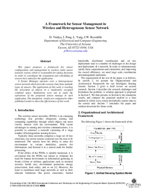 (PDF) A Framework for Sensor Management in Wireless and Heterogeneous ...