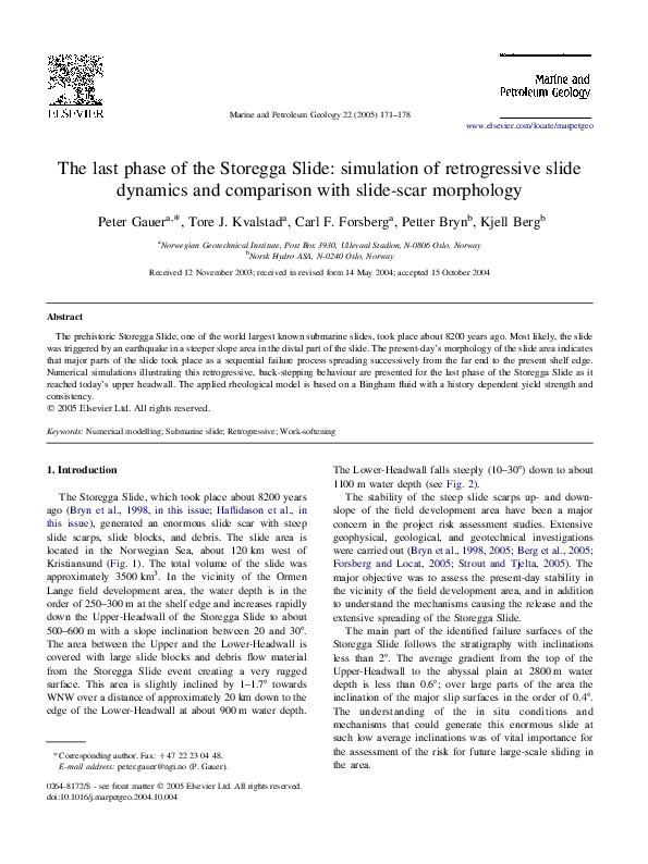 (PDF) The last phase of the Storegga Slide: simulation of retrogressive ...
