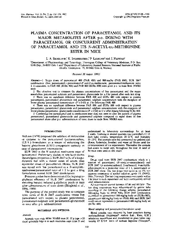 (PDF) Plasma concentration of paracetamol and its major metabolites ...