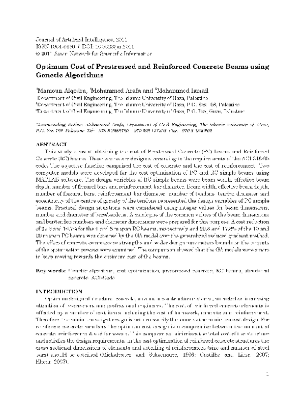 (PDF) Optimum Cost of Prestressed and Reinforced Concrete Beams using ...