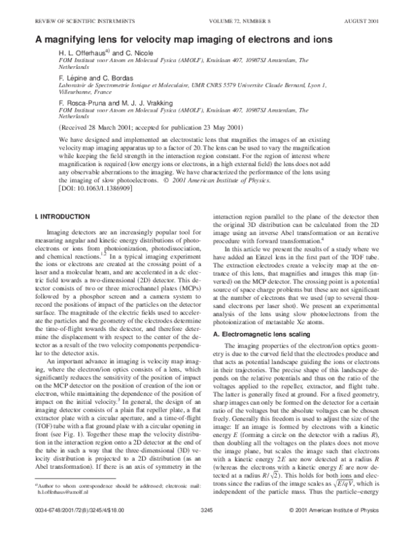 (PDF) A magnifying lens for velocity map imaging of electrons and ions