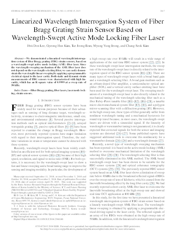 (PDF) Linearized wavelength interrogation system of fiber Bragg grating ...
