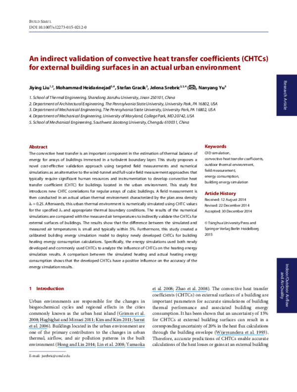 (PDF) An indirect validation of convective heat transfer coefficients ...