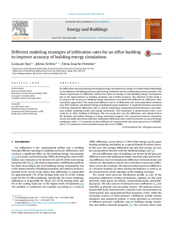 (PDF) Different modeling strategies of infiltration rates for an office ...