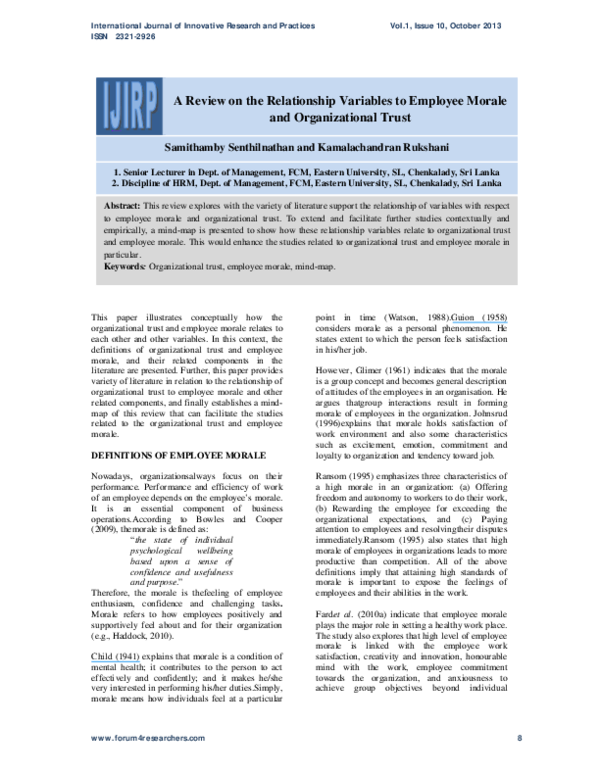 (PDF) A Review on the Relationship between Organizational Trust and ...