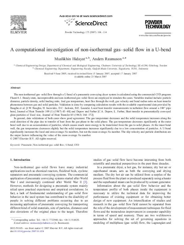 (PDF) A computational investigation of non-isothermal gas–solid flow in ...
