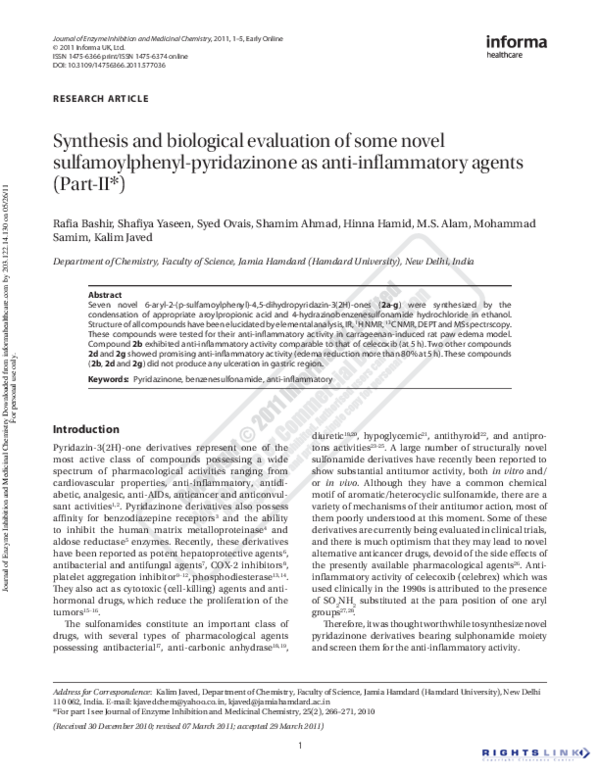 (PDF) Synthesis and Biological Evaluation of Some Novel ...