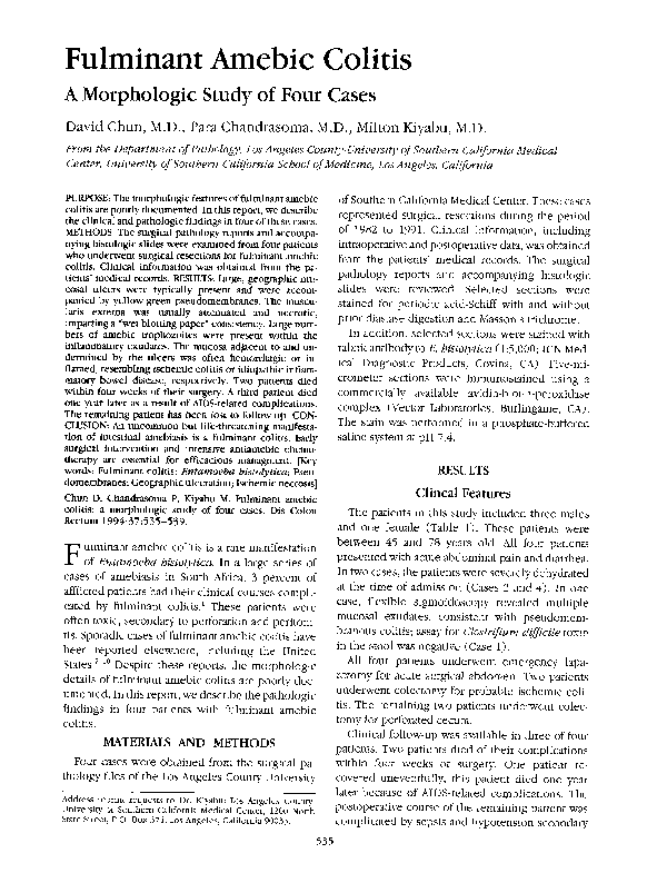 (PDF) Fulminant amebic colitis