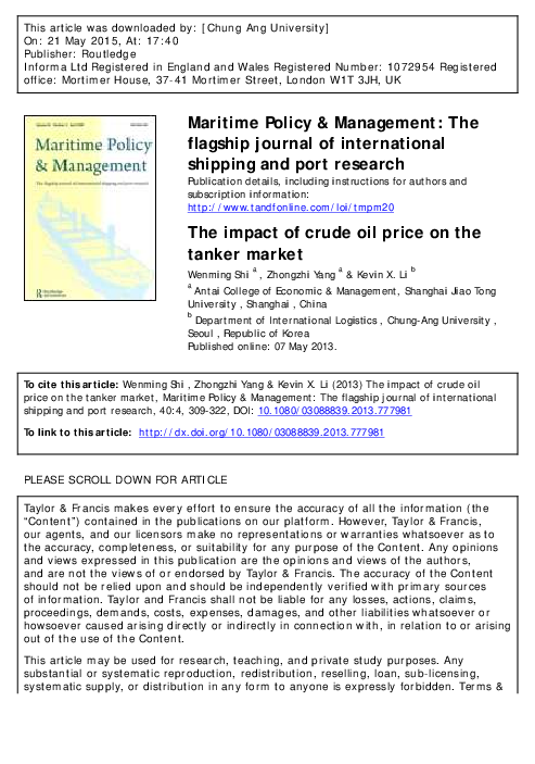 (PDF) The impact of crude oil price on the tanker market