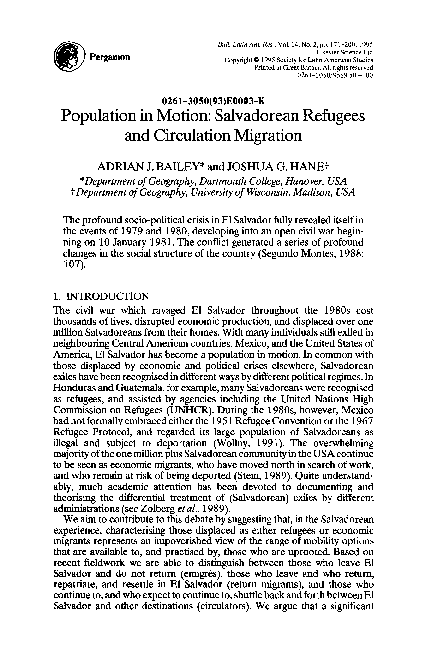 (PDF) Population in Motion: Salvadorean Refugees and Circulation Migration