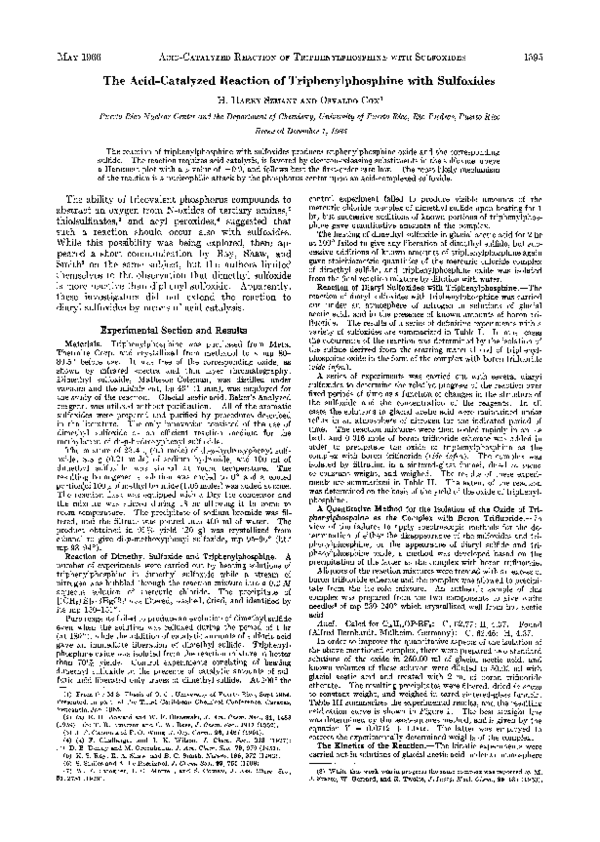 (PDF) The Acid-Catalyzed Reaction of Triphenylphosphine with Sulfoxides